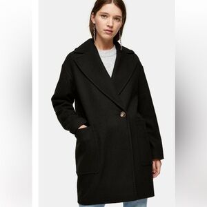 NWT Topshop Carly Oversized Coat. Black Size 8.